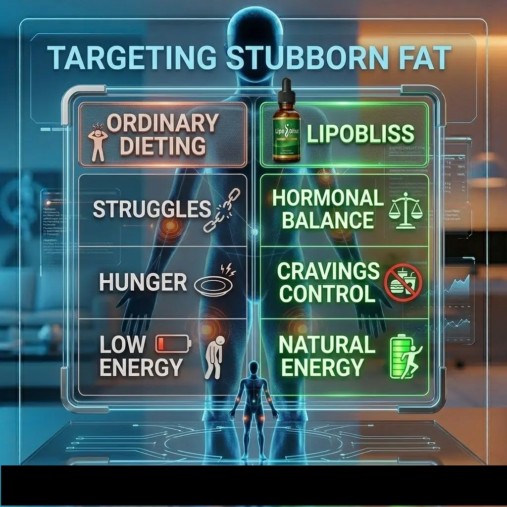 LipoBliss vs ordinary dieting comparison targeting stubborn fat hormonal balance cravings control